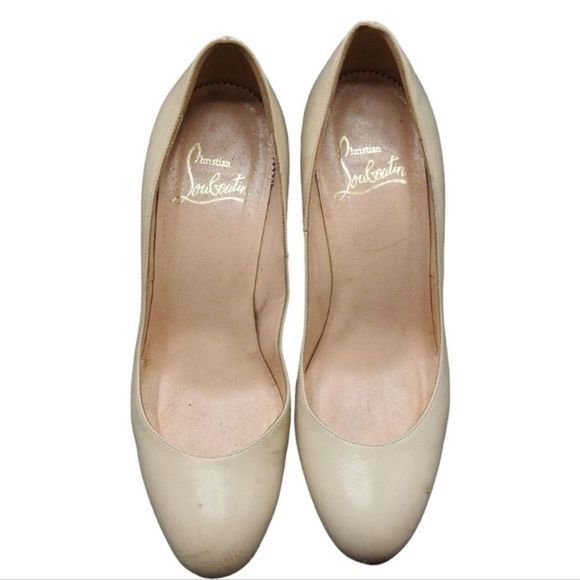 CHRISTIAN LOUBOUTIN Light Cream Off-White Round Toe Pump Size 6.5 - Picture 8 of 8